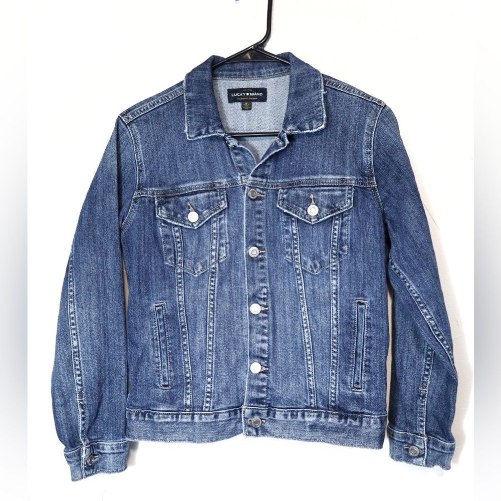 Lucky Brand The Tomboy Trucker Medium Wash Denim Blue Jacket Size Woman's Medium